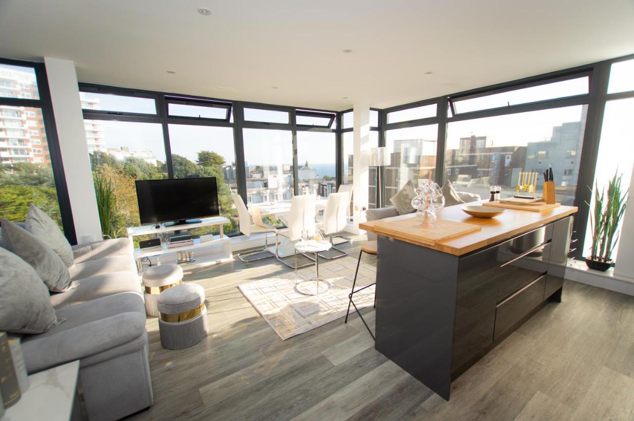 * Panoramic Penthouse With Sea & City Views Bournemouth Bagian luar foto